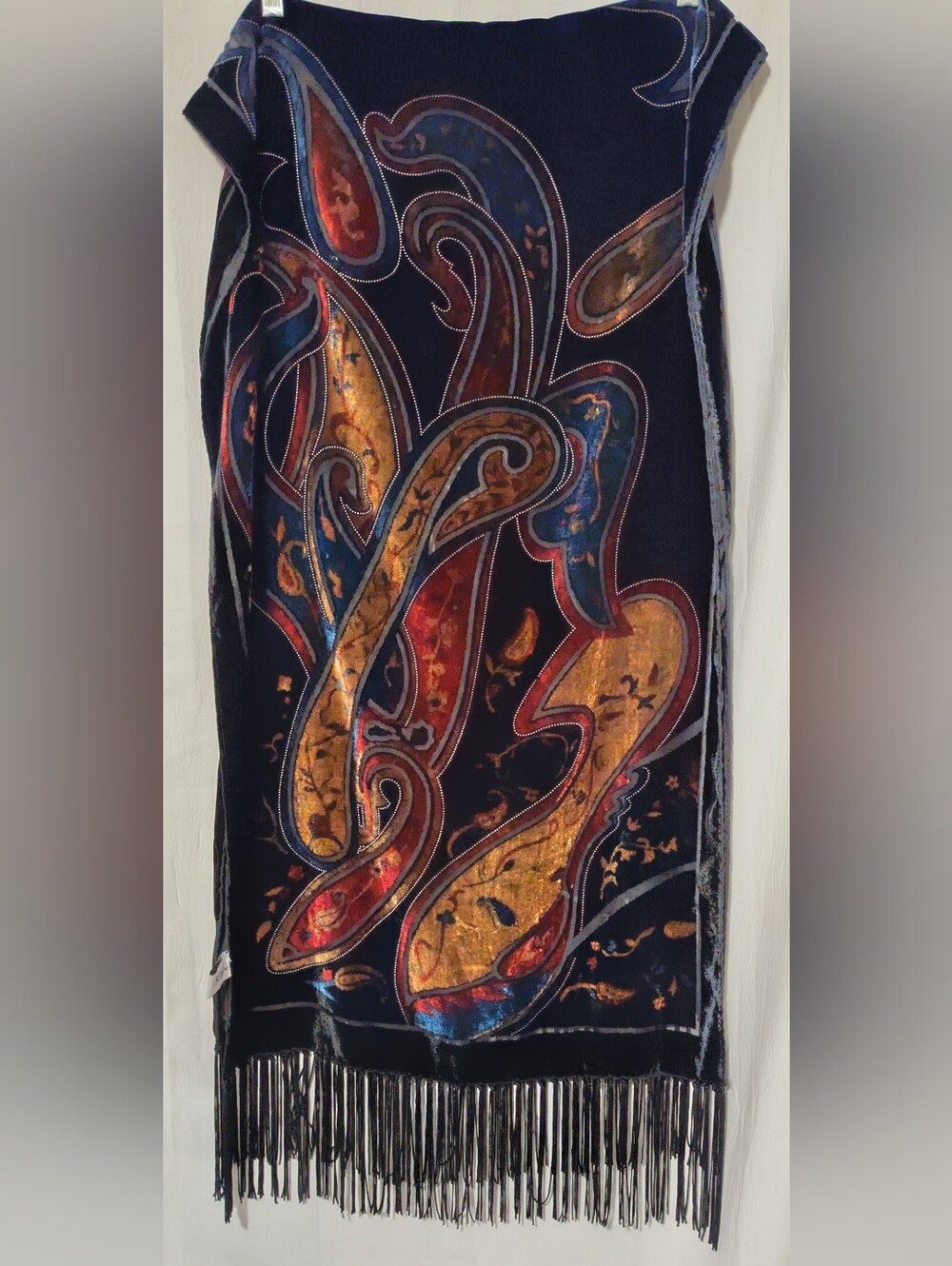 Ruyi Paisley Multi Colored Fringe Scarf Shawl Wrap Women's Accessory 75 L 20 W